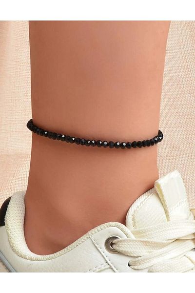 Roe takı aksesuar Women's Anklet Black Crystal Anklet Bracelet