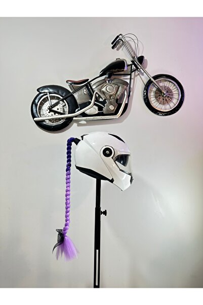 Butik Motor & Motosiklet Mor Renk Ombreli Saç Kask Dış Aksesuarı