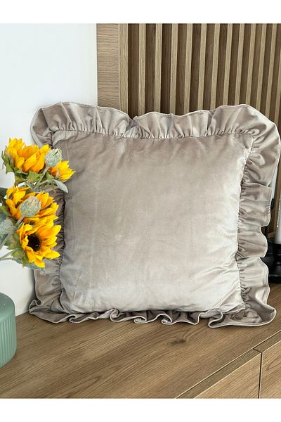 Decamor home Husă de pernă vintage din catifea cu volane - gri