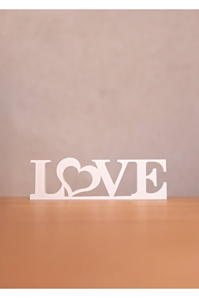 SAYA Love Yazılı Dekoratif Biblo Ve Masaüstü Dekor - Beyaz 19,5 Cm X 6 Cm (BÜ...