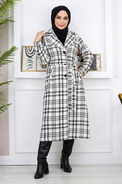Moda Mihram Mantel mit Karomuster
