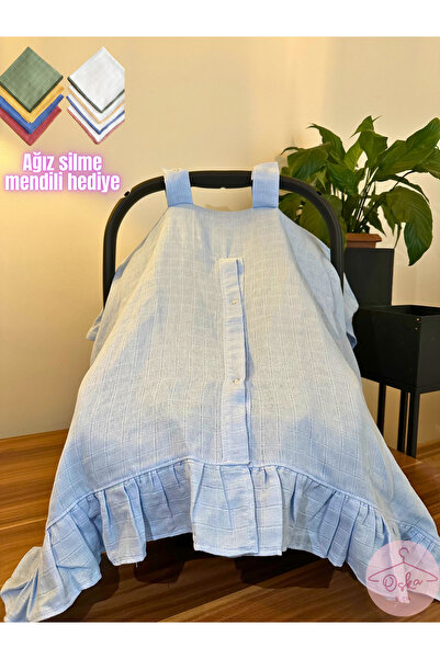 oskasa Fırfırlı detaylı müslin bebek puset örtüsü