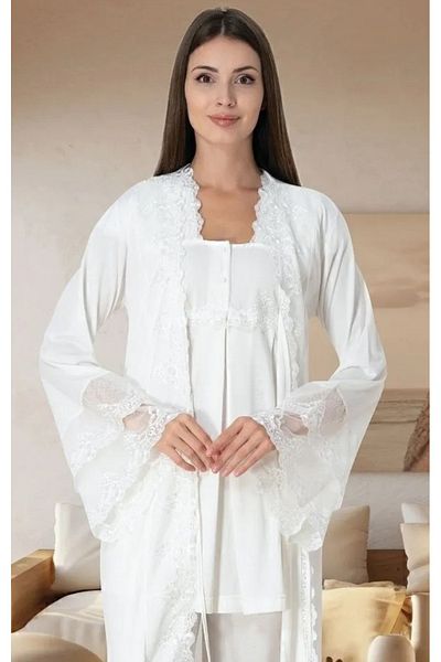 by İGP Lacy Maternity Pajama Set with Dressing Gown