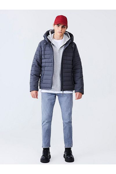 Ltb Hooded Puffer Dark Gray Jacket