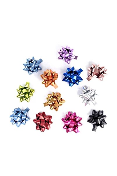 Kikajoy رقم: 2 فيونكة 100 قطعة زخرفة نجمة تشيكي متنوعة (2 كيس / 200 قطعة)