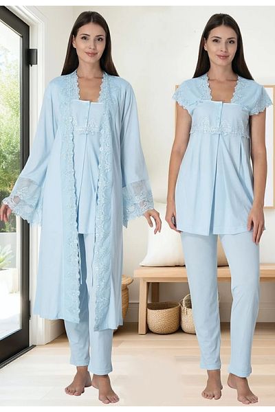 by İGP Set de pijamale de maternitate din dantela cu halat