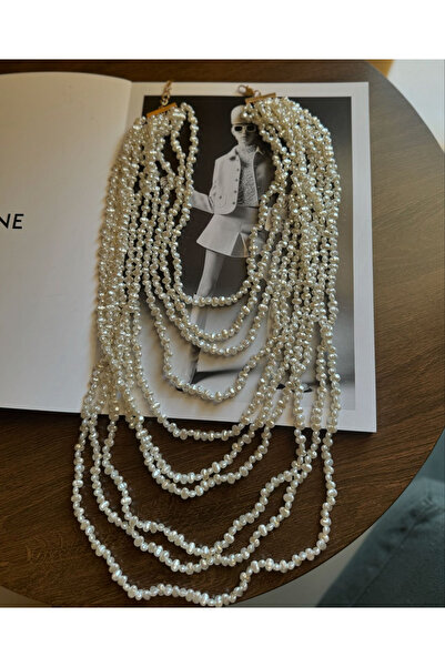 Jerberaa takı Çoklu tasarım yamuk inci kolye (5 sıra)