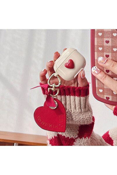 daystar سماعات ايربودز 4 حافظة سماعة رأس مزينة باللون الأحمر على شكل قلب وقلب...