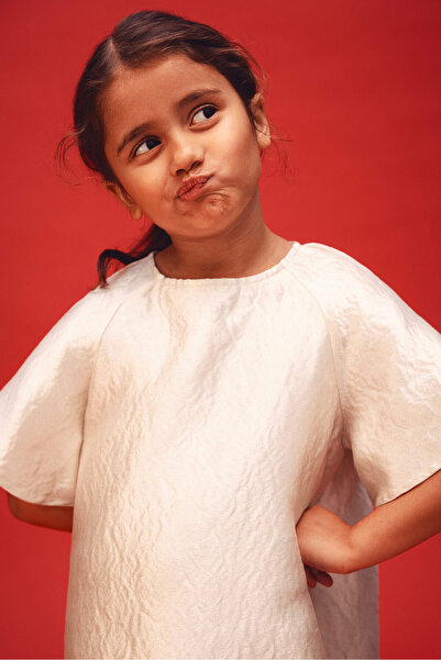 H&M Jakarlı Dokuma Elbise