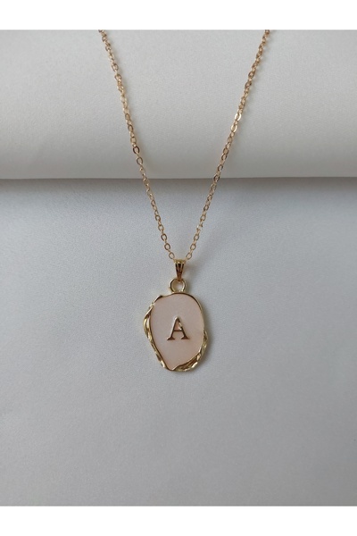 Alexis Carrel Gold Pearl Enameled Letter a Women's Necklace