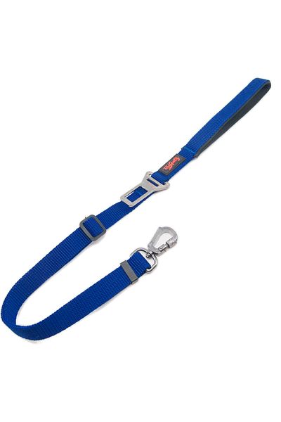 Tailpetz Navy Blue Travel Leash - Car Safety Buckle, Cat Dog Walking Transport Strap