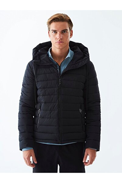 Ltb Φουσκωτό μαύρο μπουφάν με κουκούλα