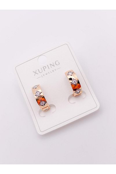 Trinos Steel Earrings Quadrilateral Detailed Zircon Stone Hoop Earrings