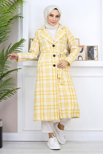 Moda Mihram Mantel mit Karomuster