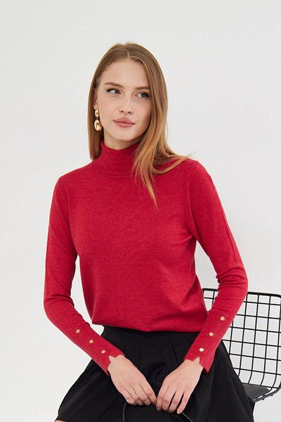 Irmak Kerekli Pulover de damă cu mânecă roșie cu decolteu roșu 1050
