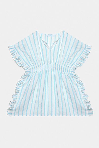 Penti Glänzender mintfarbener gestreifter Kaftan für Mädchen