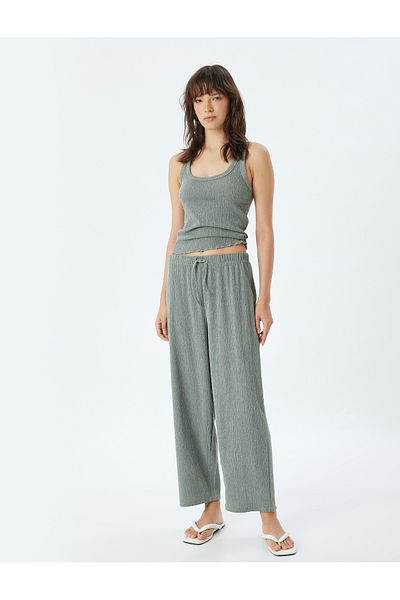 Koton Wide Leg Elastic Trousers with Waist Ties