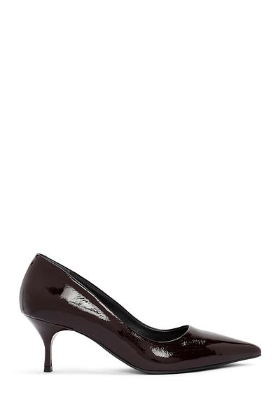 Derimod Women's Burgundy Thin Heeled Leather Stiletto 24Wfd 133116