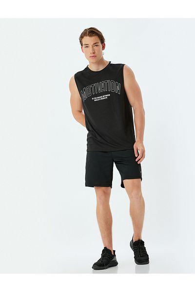 Koton Ärmelloses Sport-Tanktop mit Rundhalsausschnitt und Slogan-Aufdruck
