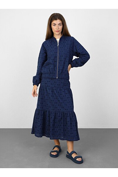 Benin سترة بومبر بتفاصيل مطرزة باللون الأزرق الداكن - بنين