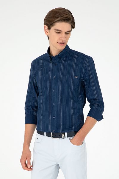 U.S. Polo Assn. Ανδρικό μακρυμάνικο πουκάμισο Navy Blue 50282800-VR033
