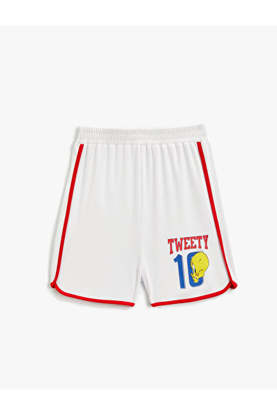 Koton Tweety Shorts - Elastic Waist and Piping Detail