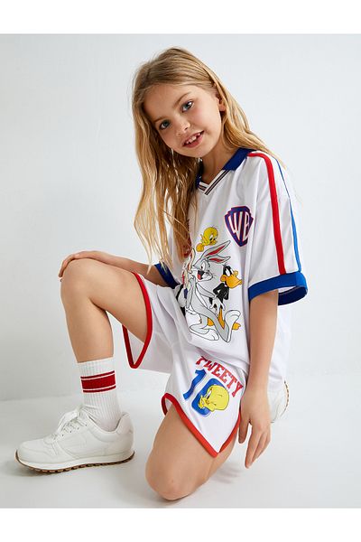 Koton Tweety Shorts - Elastic Waist and Piping Detail