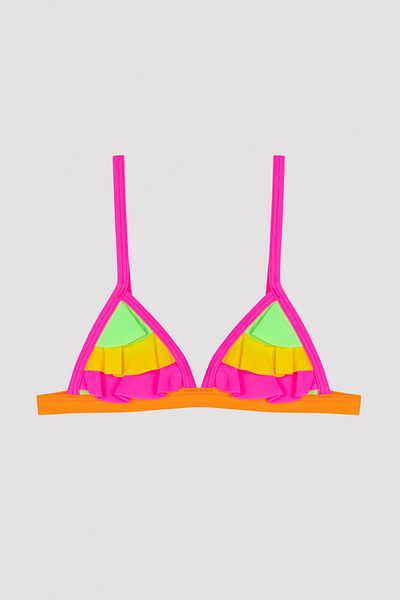 Penti Multicolored Girl's Colorful Frill Triangle Bikini Set