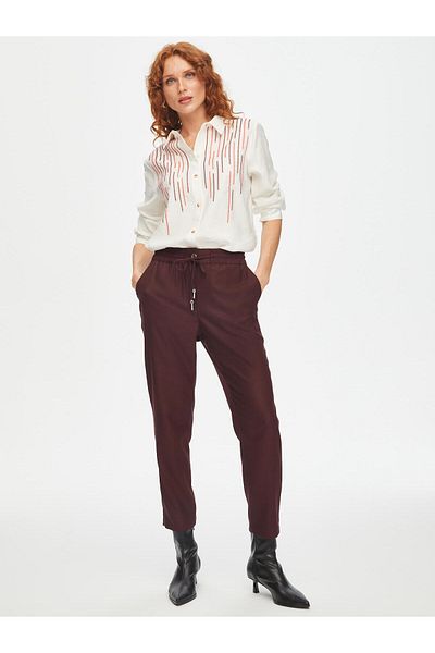 Faik Sönmez Elastic Waist Comfort Fit Stretch Woven Trousers 69492