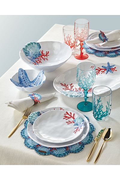 CHIARA ALESSI Bamboo Blue Polyester 2 Pack American Service 35 cm