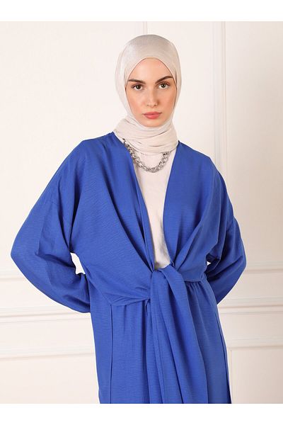 Refka Saks Blue Aerobin Ferace and Trousers Set - With Tie Detail