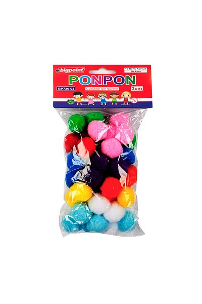 Bigpoint 10 Μάρκα Pompom σε 10 διαφορετικά χρώματα 3 cm Τσάντα 50 τεμαχίων