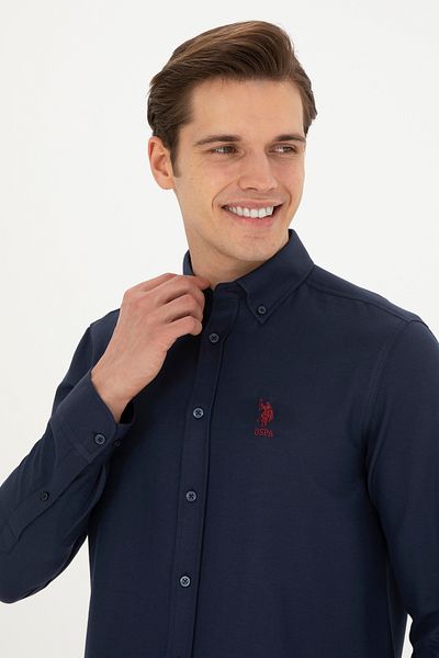 U.S. Polo Assn. Ανδρικό μακρυμάνικο πουκάμισο Navy Blue Basic 50282589-VR033