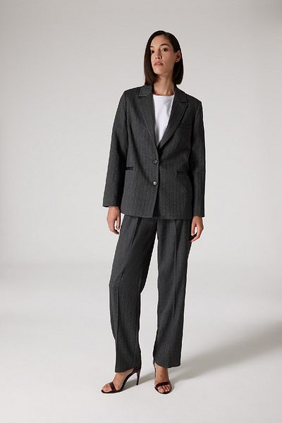DeFacto Sorbe X Straight Fit Pants High Waist Striped Straight Leg with Pockets D9921Ax24Au