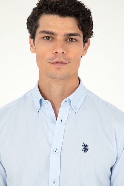 U.S. Polo Assn. Мъжка светлосиня риза с дълъг ръкав, базова, 50293949-VR003