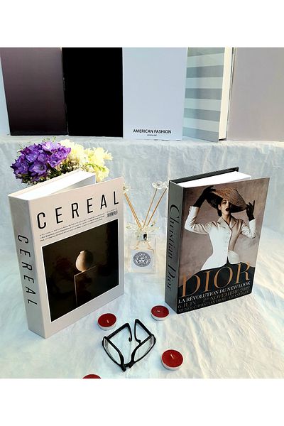 Saccura Decor 2-Piece Decorative Book Box Set, Cereal Candle and D-Hat Figured Box Set