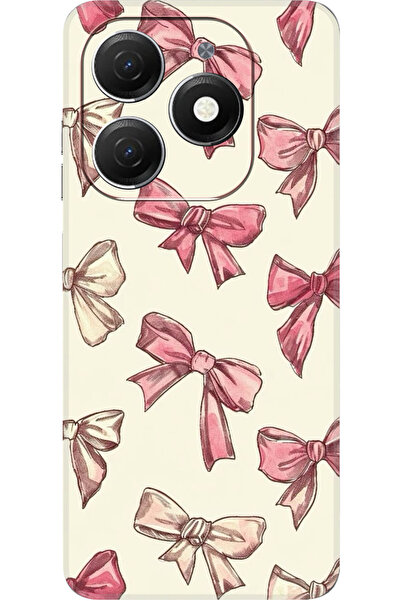 TECNO Spark 20 (KJ5n) Uyumlu Kamera Korumalı Pembe Kurdele Baskılı HD+ Silikon Kılıf