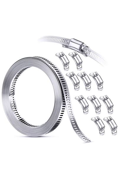 YATE10 Ribbon Clamp (8Mmx150Cm Ribbon+10 Pieces Clamps)