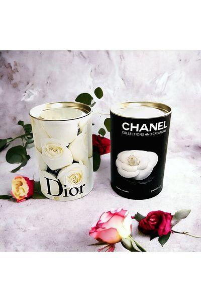Saccura Decor Openable 2-Piece Cylinder Box Set with Metal Lid, Black and White Rose Cylinder Decorative Set