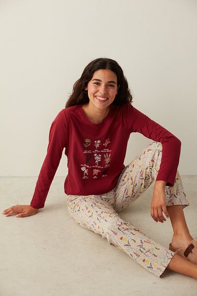 Penti Multicolored Sweet Flowers Trousers Pajama Set