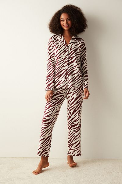 Penti Set pijama cămașă roșie Base Zebra Claret