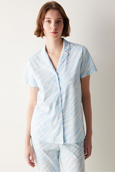 Penti Base Blue Zebra Shirt Pajama Set