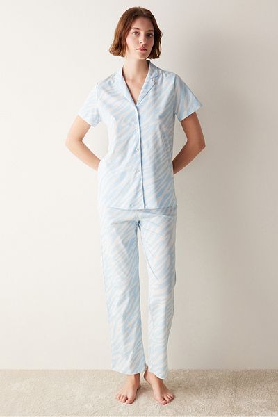 Penti Base Blue Zebra Shirt Pajama Set