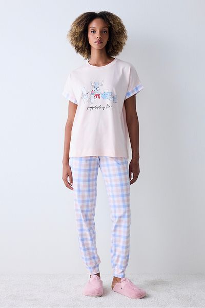 Penti Barevná bavlna Joyful Gingham Kalhoty Pyžamové kalhoty