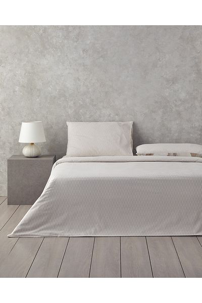 English Home Beige Modern Argyle Single Duvet Cover Set - Double Sided, 160X220 cm