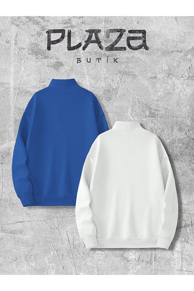 Plaza Butik Combinație de hanorace unisex pentru cuplu de îndrăgostiți - MR. MRS. Imprimat, cu jumătate de fermoar