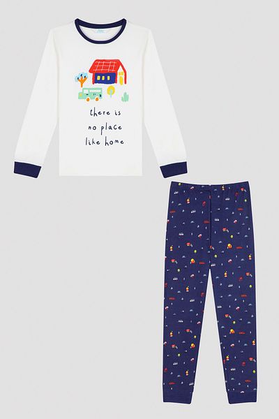 Penti Multicolored Boy's Home Patterned Thermal Pajamas Set