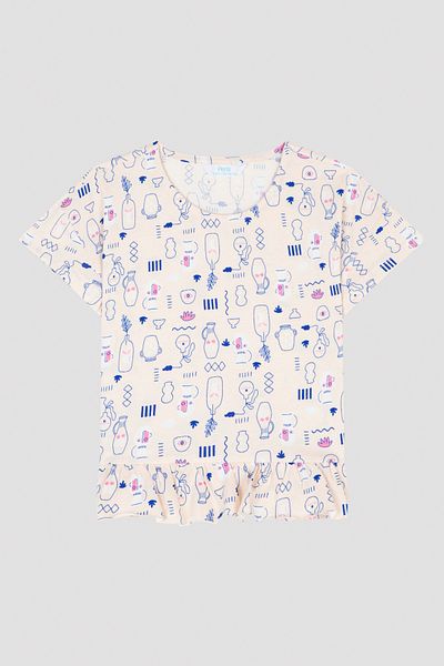 Penti Girl's Cute Vase Patterned Pajama Set