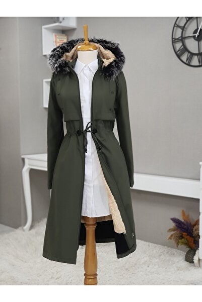 HİJABAYA Metal Star Detailed Hooded Long Coat