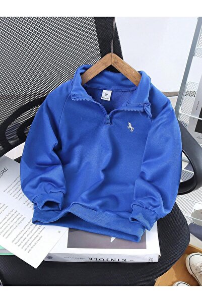 SeusCraft Hanorac cu jumătate de fermoar cu logo Unicorn - Guler înalt suprad...